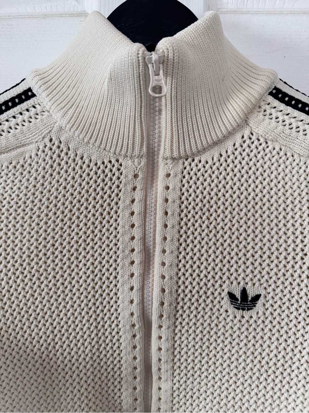 KNITTED CROCHET FIREBIRD TRACK TOP Wonder White Cream - Picture 12 of 16
